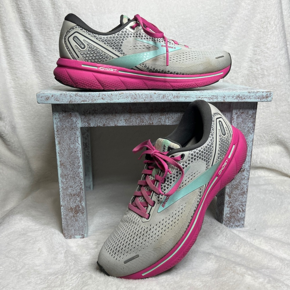 Brooks Ghost 14 Women's Running Shoes‎ Grey Pink Size 10.5